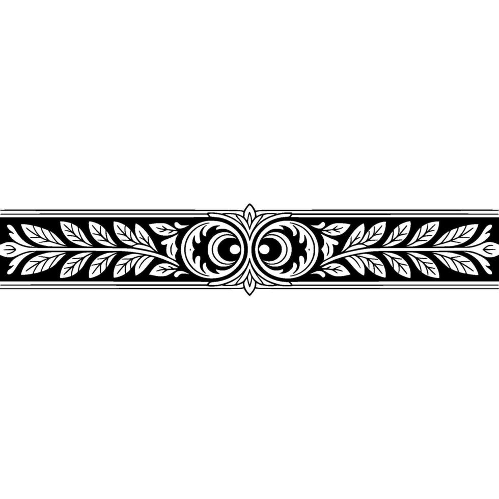 Ornamental Foliage Border, Black and White, vector