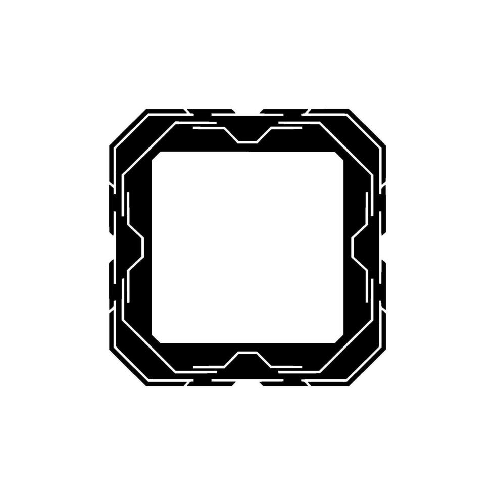 Futuristic Tech Frame, Black White Geometric Border vector