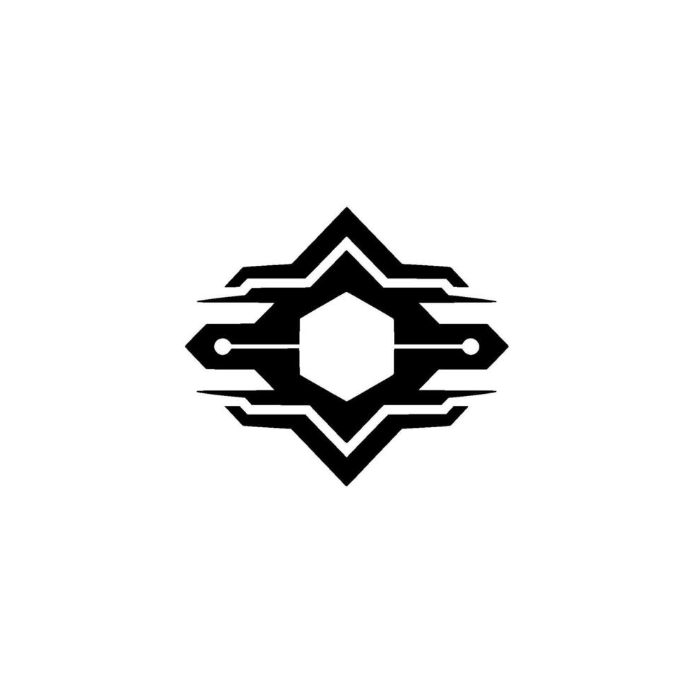 Modern Tech Geometric Black and White Symbol on Gray Background vector