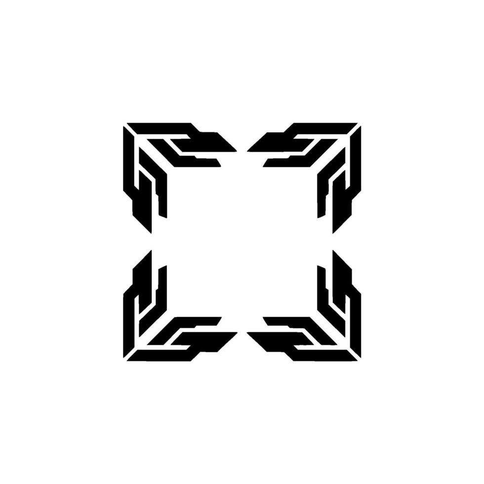 Geometric Frame Futuristic Corner Elements on White vector