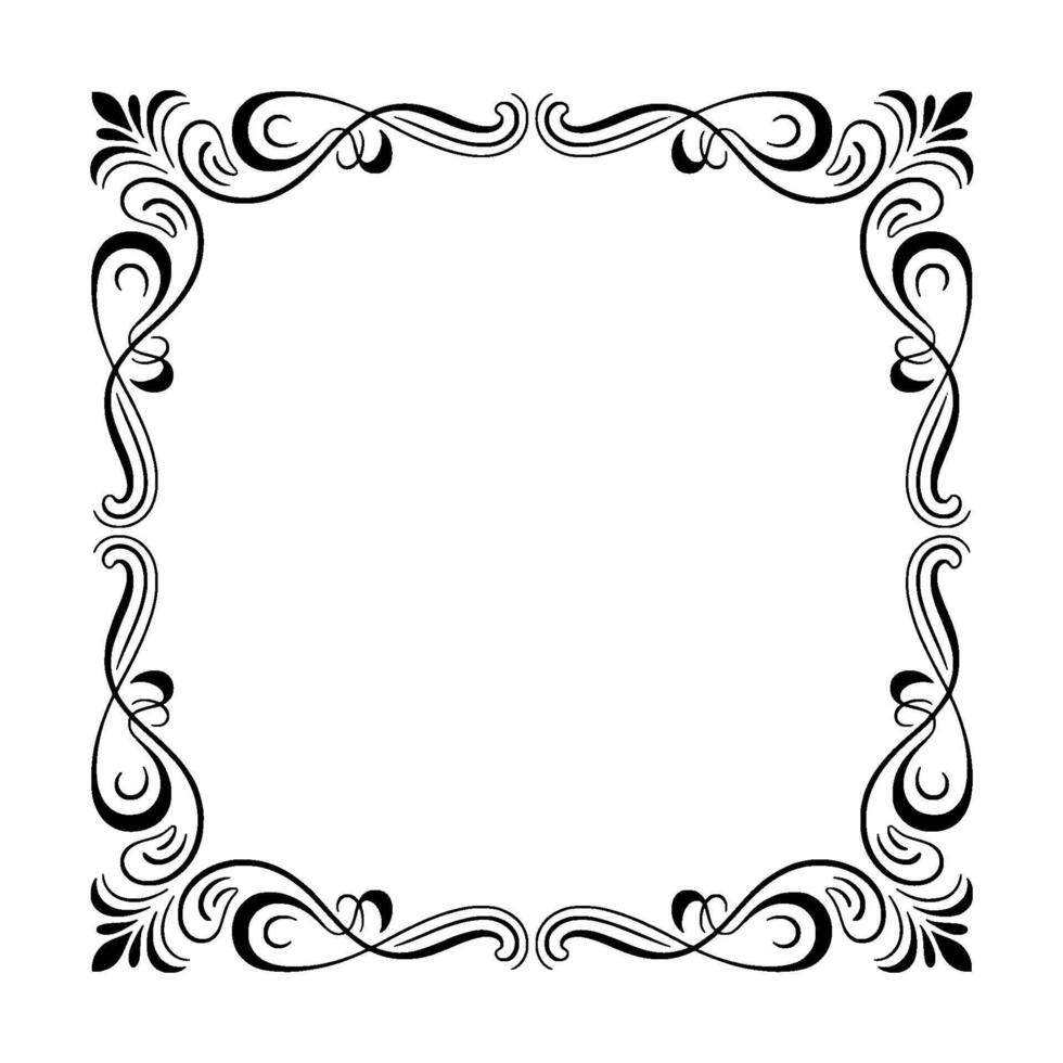 Elegant Black Flourish Frame on White Background vector
