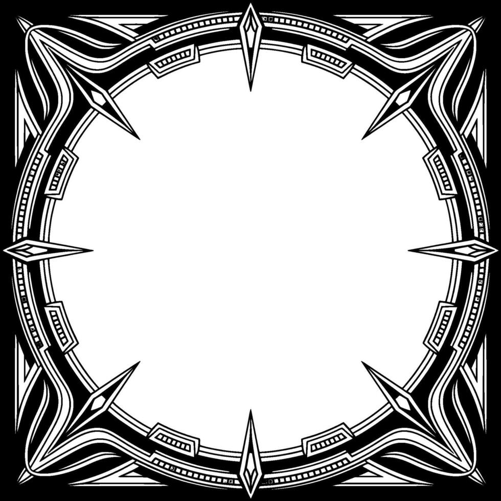 Art Deco Geometric Frame on Black, White Gray, Modern Element vector