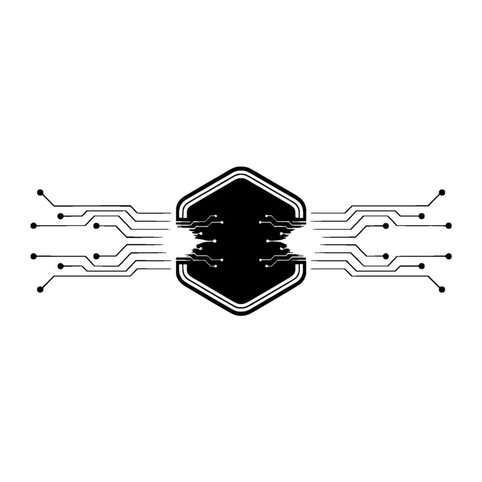 Abstract Tech Hexagon Circuit Board on White vector