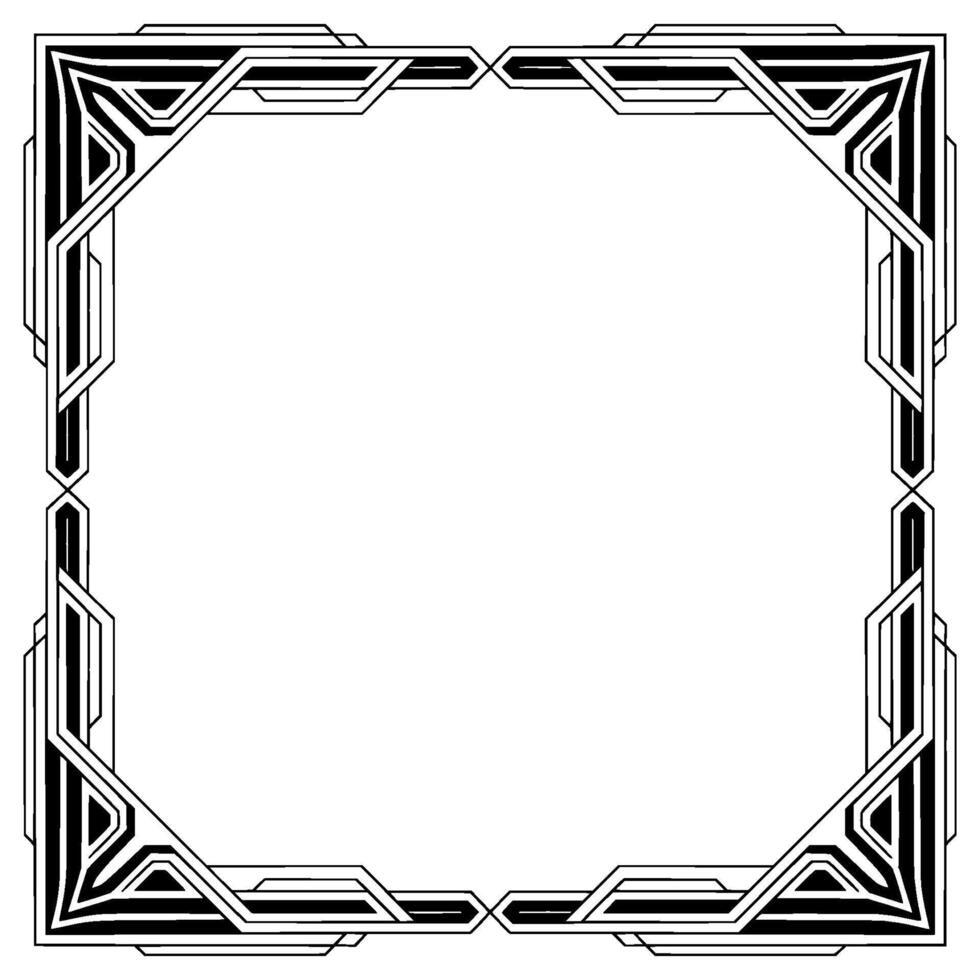 Elegant Art Deco Frame, Black and White, Geometric Border vector