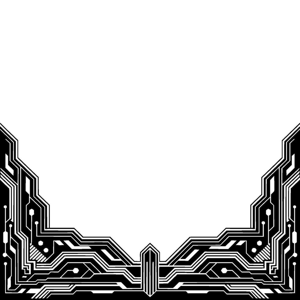 Abstract Circuit Board Frame Black White Tech , Edge Border vector