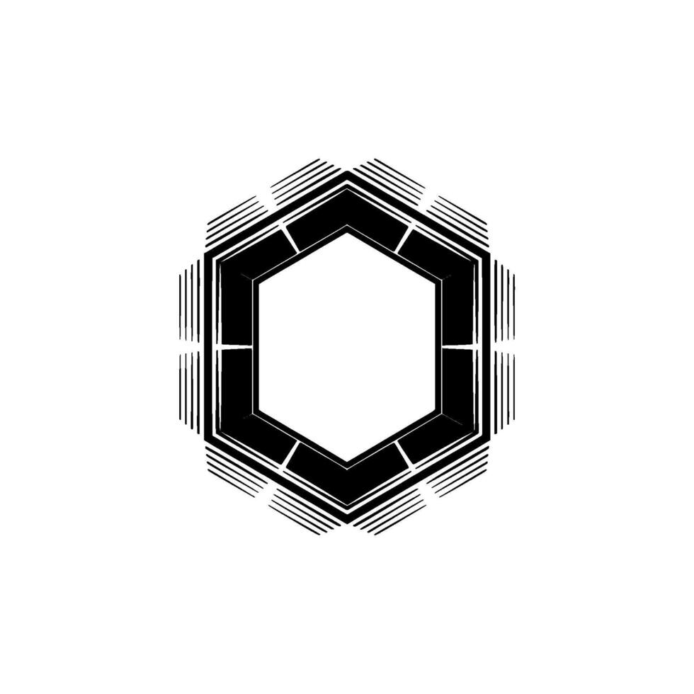 Geometric Black Hexagon on White, Minimalist vector