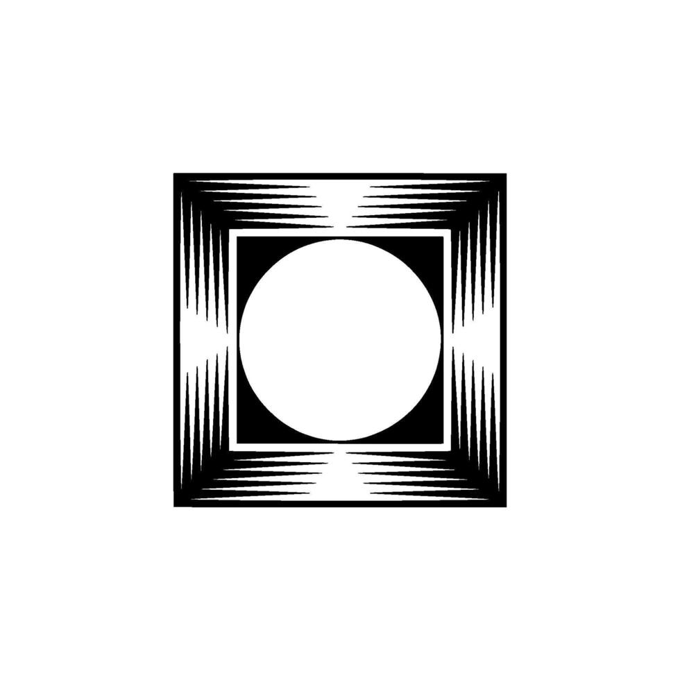 Geometric Abstract Circle, Square, Pointed Edges in Black White vector