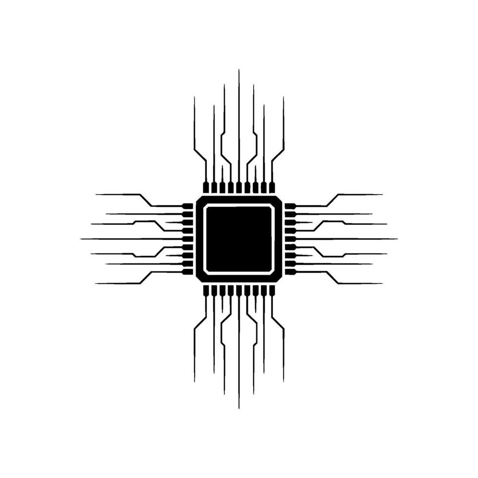 Minimalist Cpu Chip Technology, Processing, Data, Digital vector