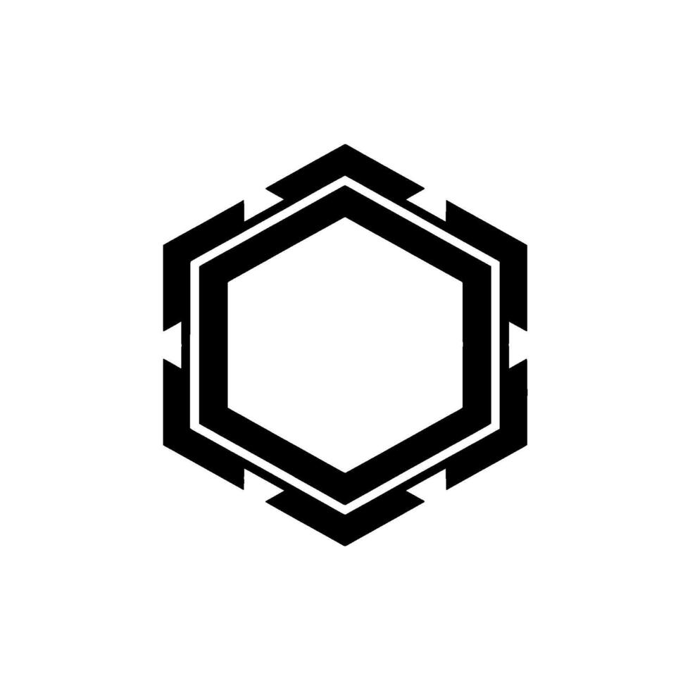 Abstract Geometric Hexagon in Black and White vector