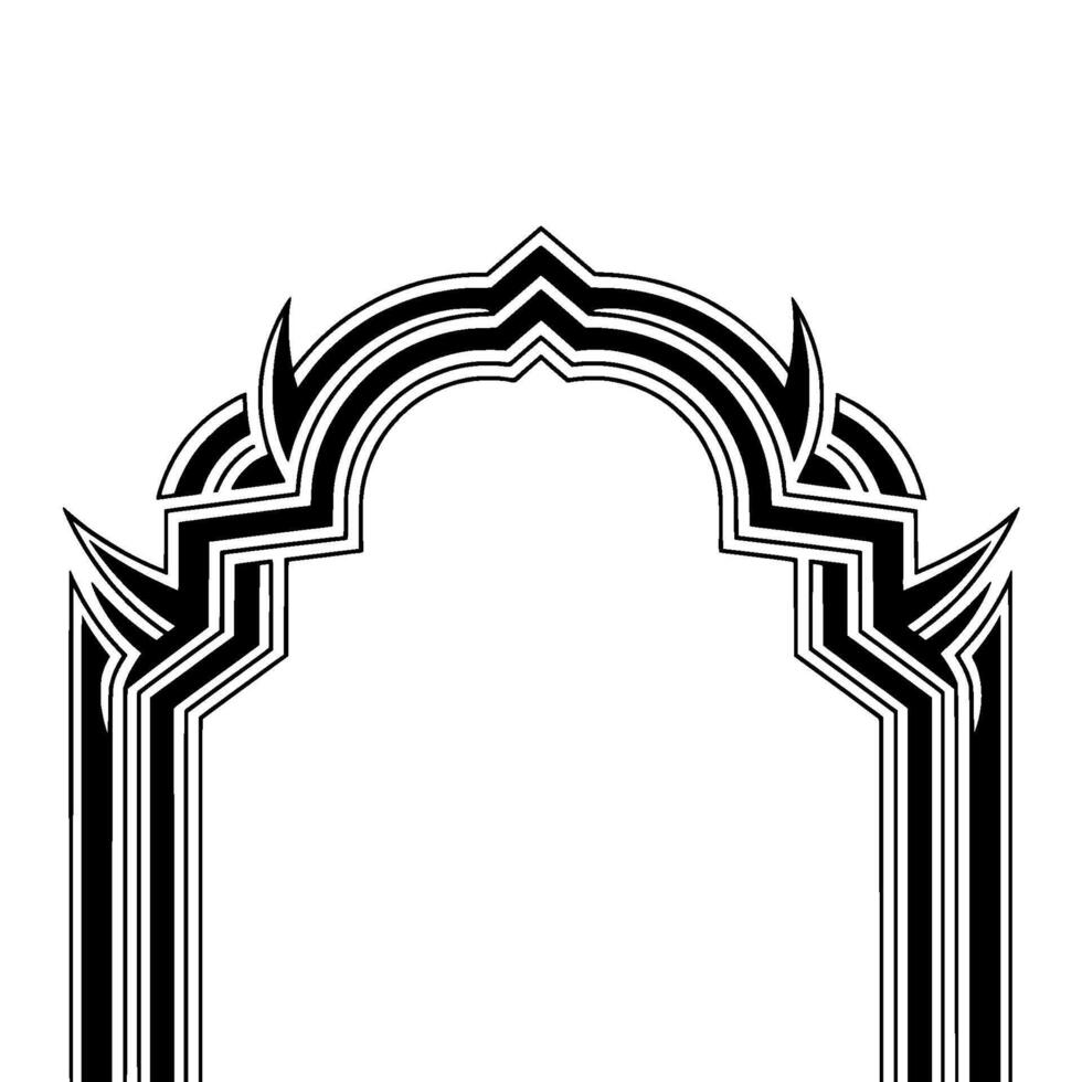 Art Deco Arch Geometric Black and White Frame, Ornamental vector