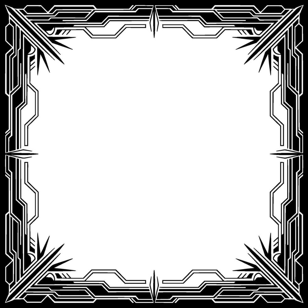 Art Deco Geometric Frame Border Black and White vector