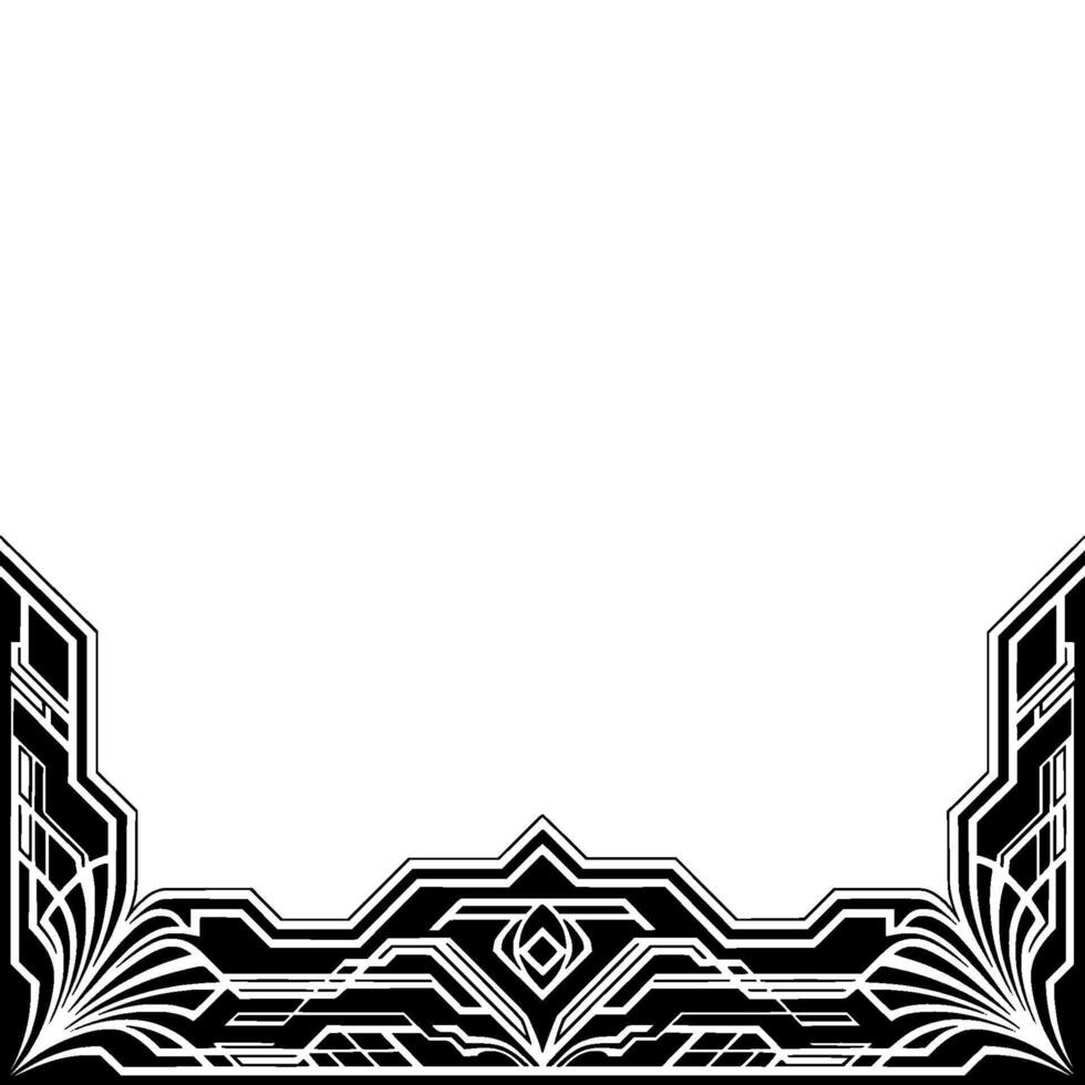 Art Deco Frame Geometric Black White Border, Elegant Template vector