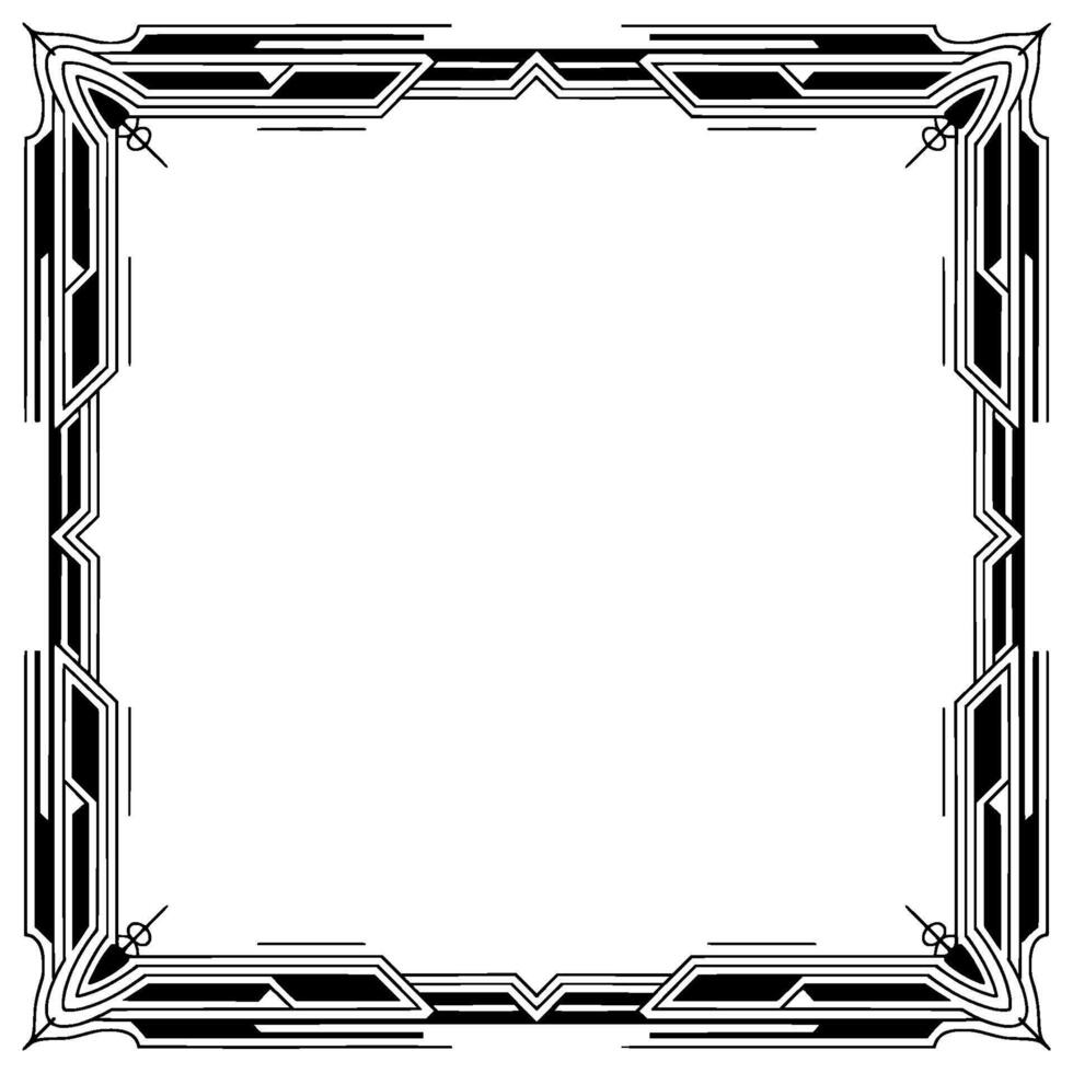 Art Deco Frame Black and White Geometric Border for Elements vector