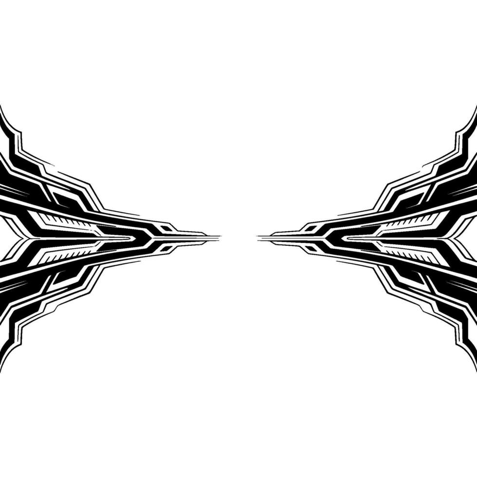 Futuristic Tech Edge Black and Silver Geometric Border on White vector