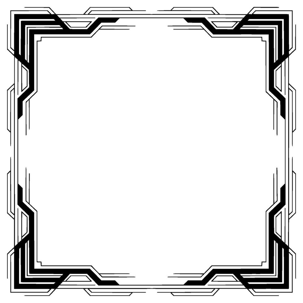 Geometric Art Deco Frame, Black and White, Elegant vector