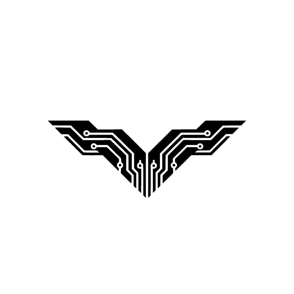 Tech Abstract Circuit Board Wing on White Background vector