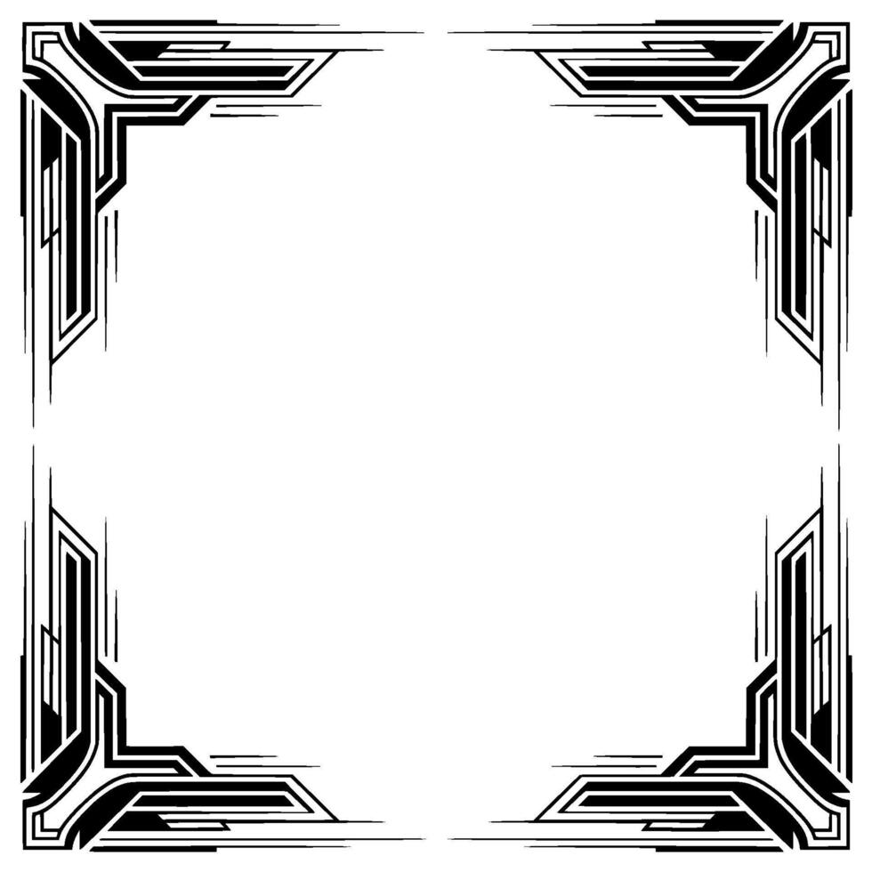 Art Deco Frame Black and White Geometric Border , Elegant Template vector