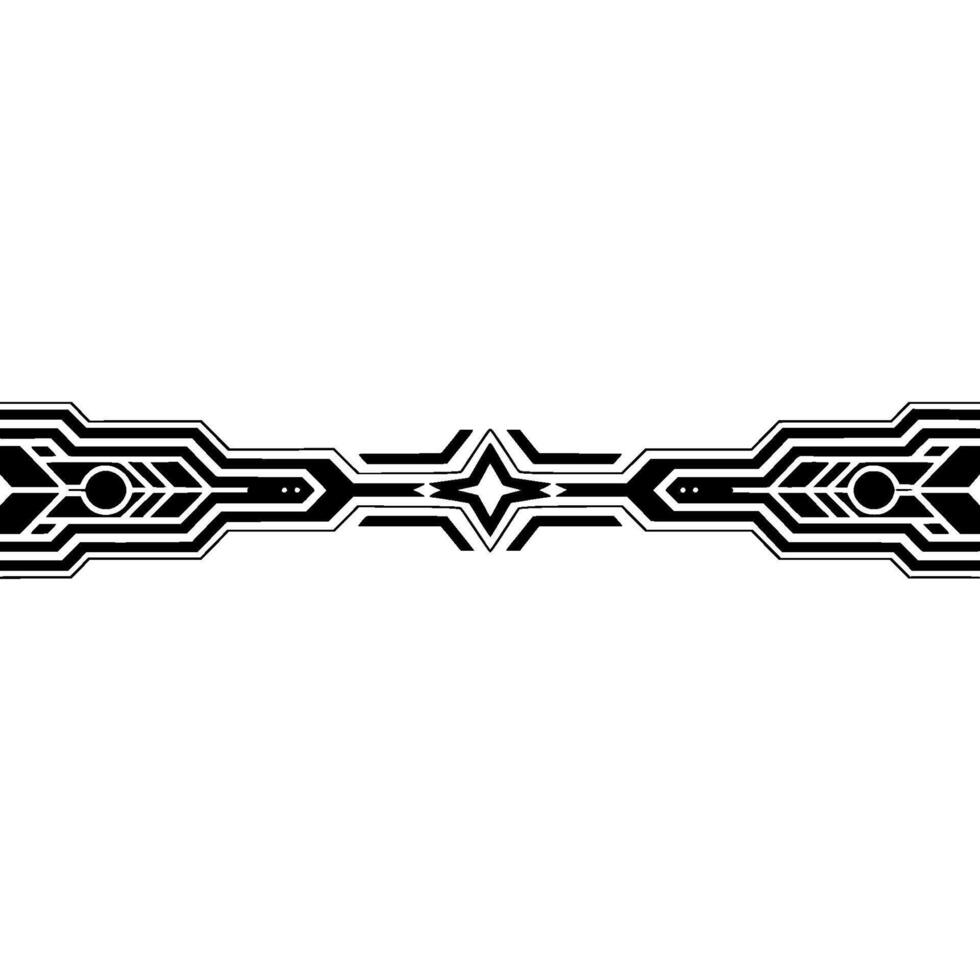Futuristic Black and White Tech Border Ornament Minimalist vector