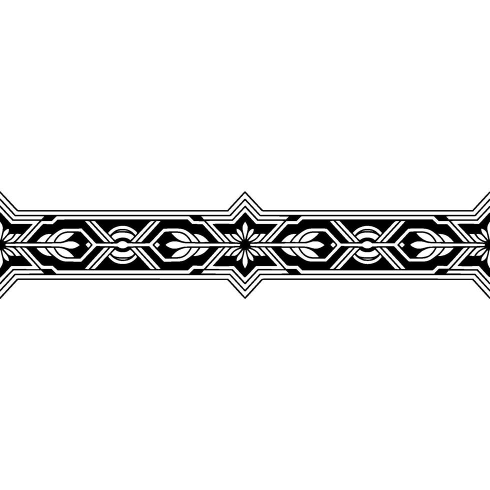 Geometric Black White Border , Floral Elements, Isolated vector