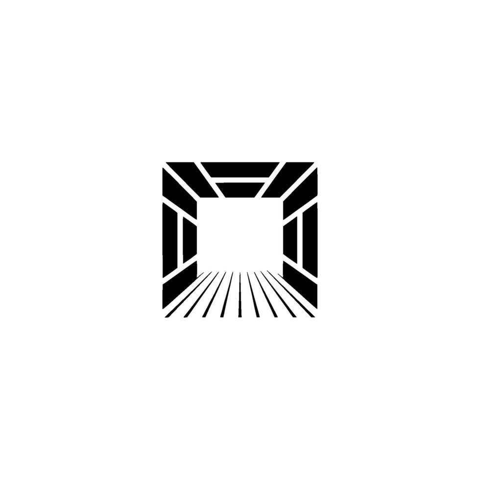 Geometric Abstract Tunnel , Black and White, Perspective vector