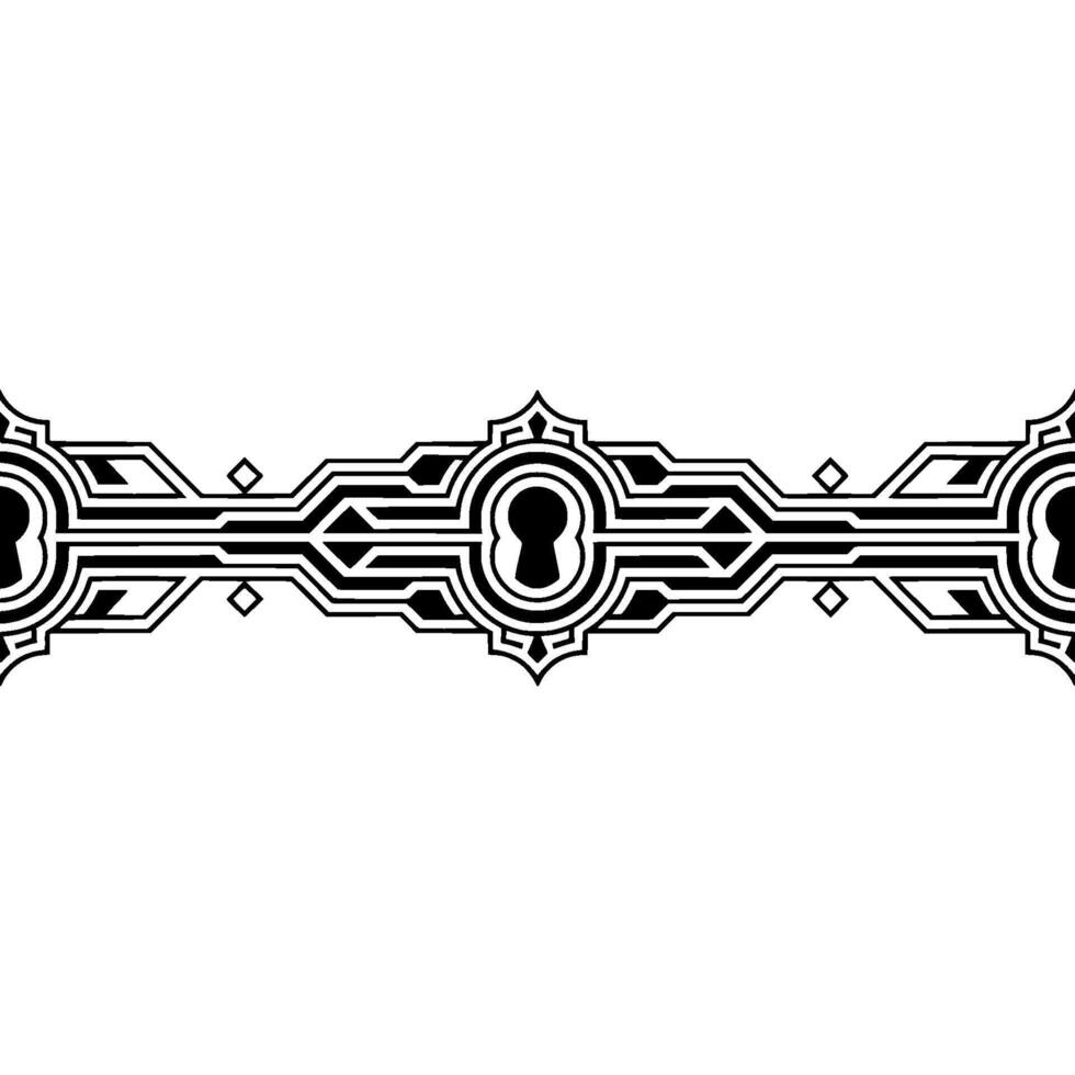 Art Deco Keyhole Border , Geometric Pattern, Monochrome vector