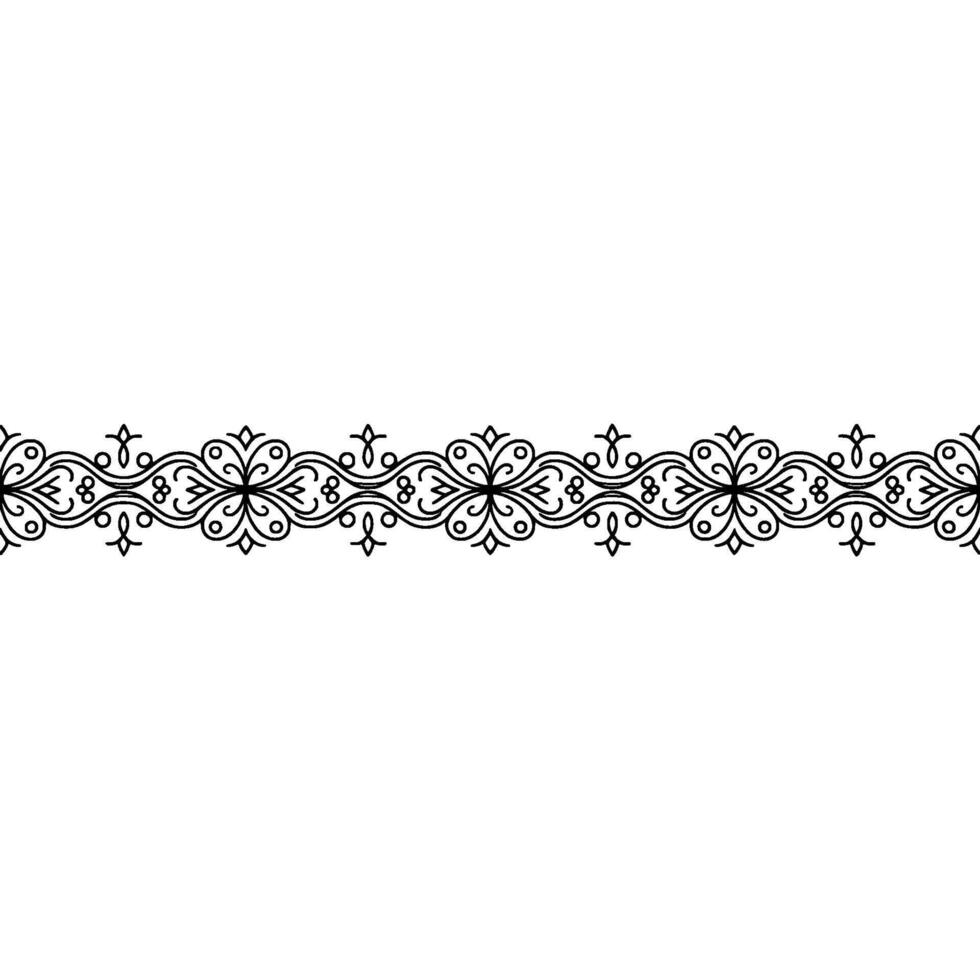 Elegant Black White Floral Border, Illustration, Decorative Element vector