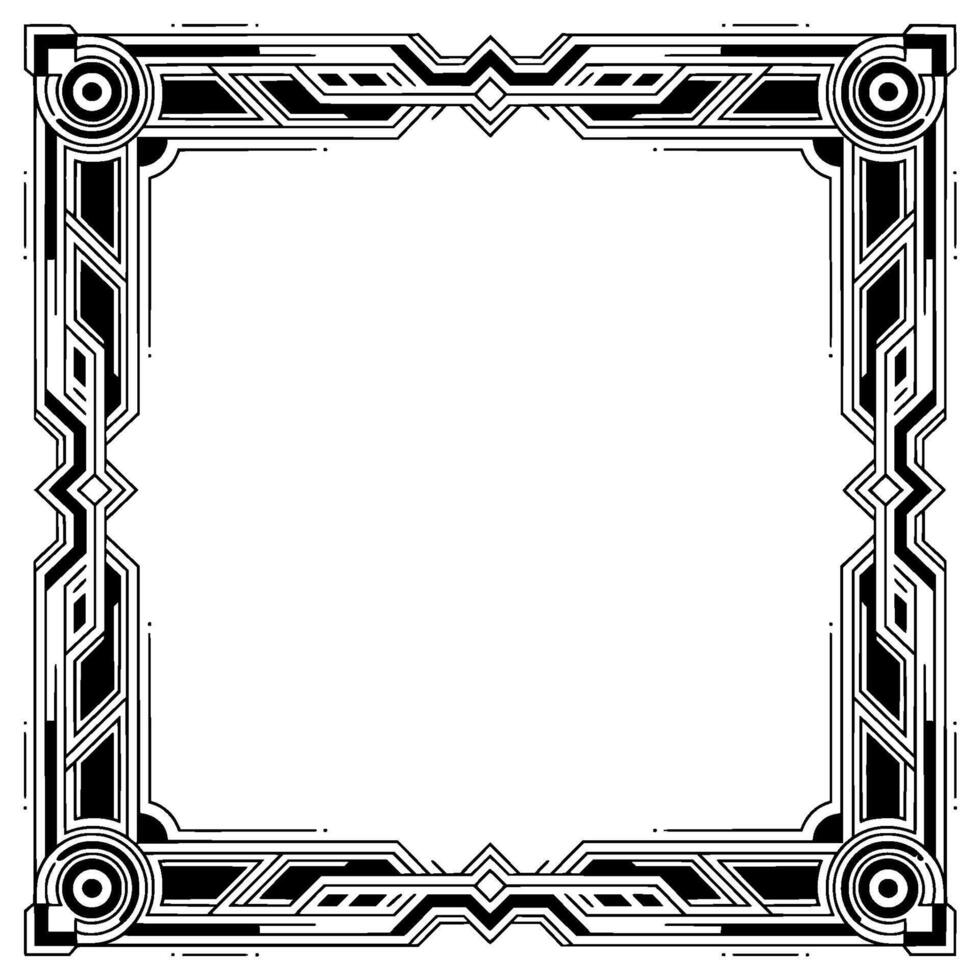 Art Deco Frame, Black and White Geometric Border, Empty Center vector