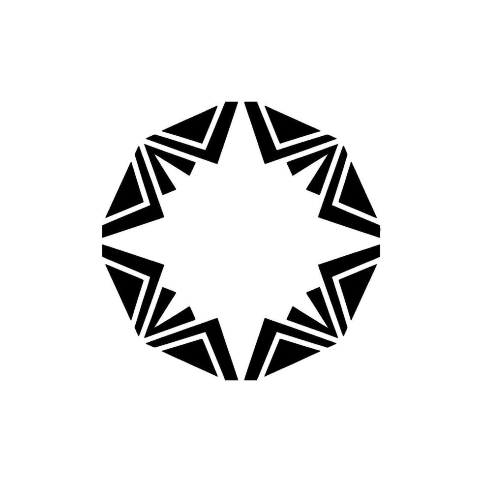 Geometric Starburst Mandala in Black and White, Simple vector
