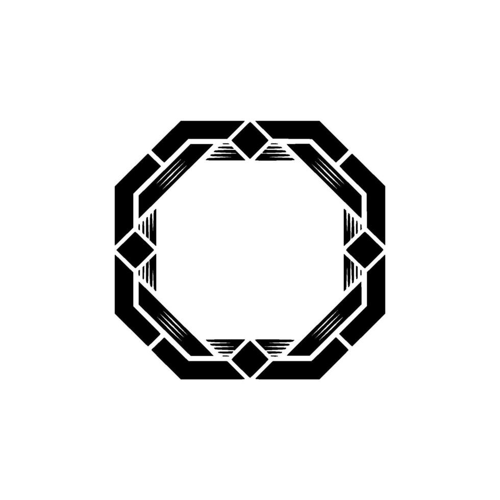 Geometric Frame Black Deco Octagon on White Background vector
