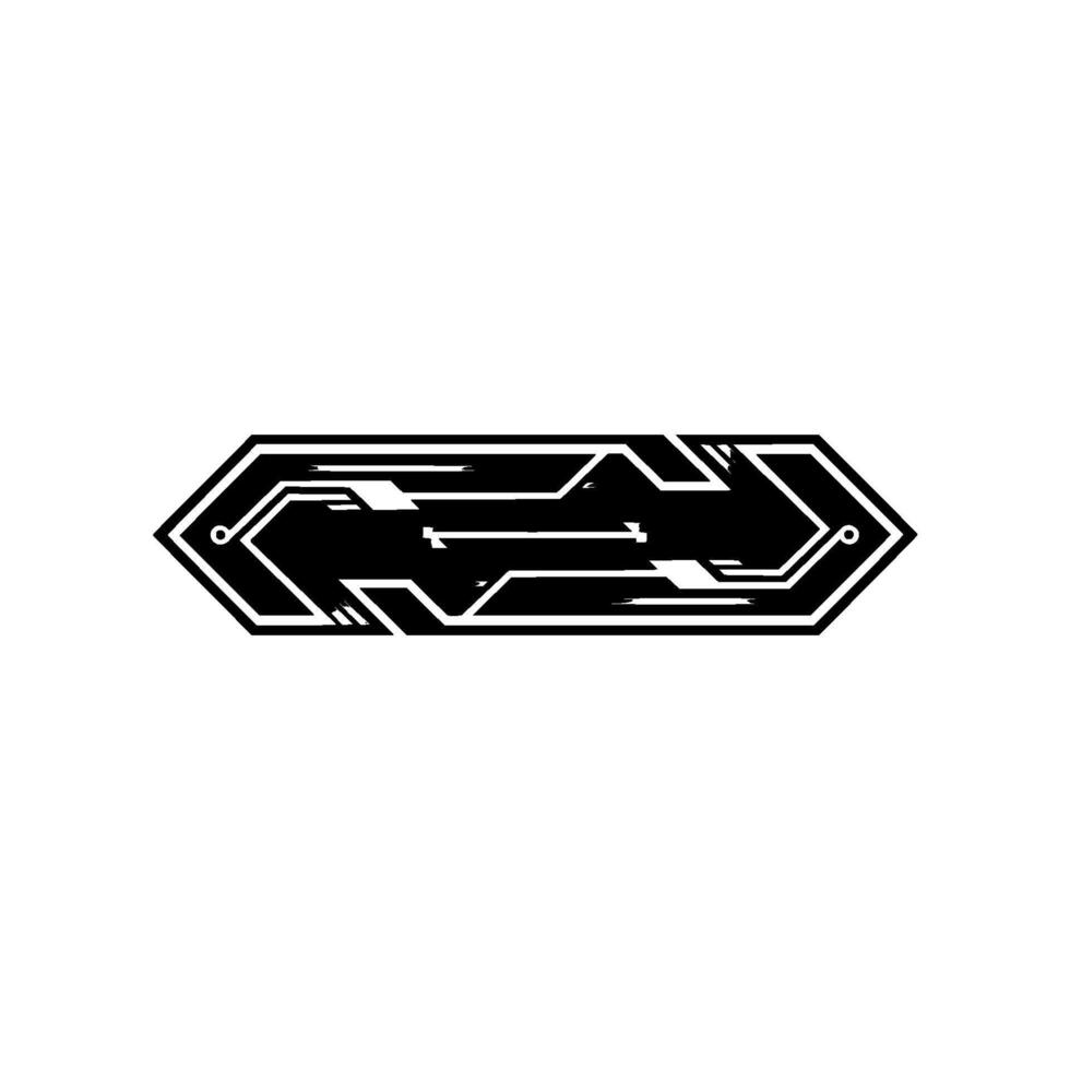 Geometric Tech , Minimalist Circuit Board Shape, Black and White on White vector