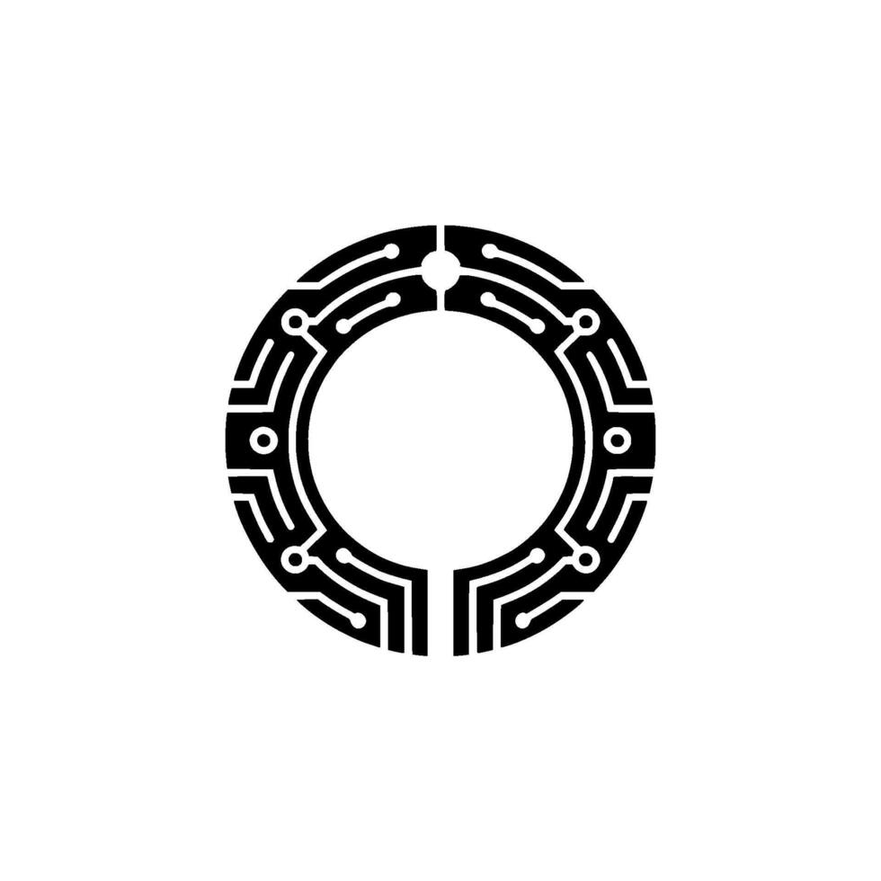 Cyber Ring Futuristic Circuit Board on White vector