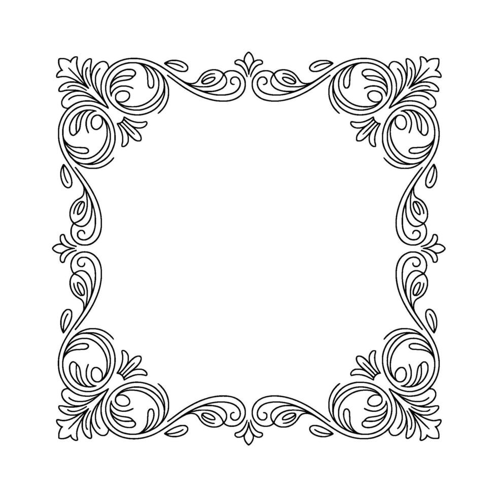 Elegant Flourish Frame, Outline vector