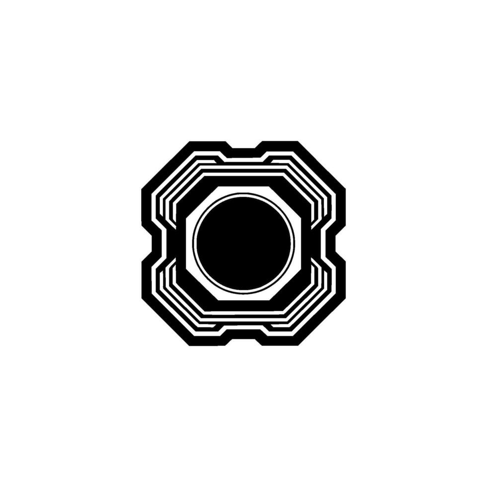 Tech Abstract Geometric Black Symbol on White Background vector