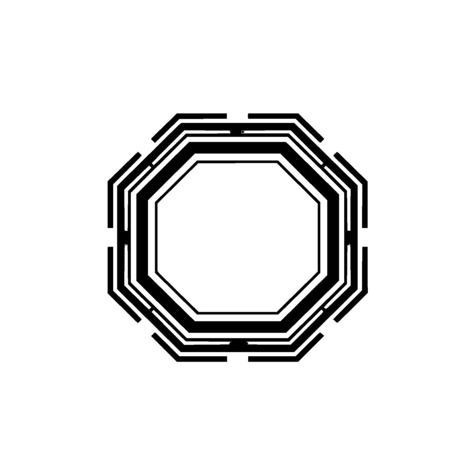Geometric Octagon Element, Minimalist Black and White, Techy Aesthetic vector