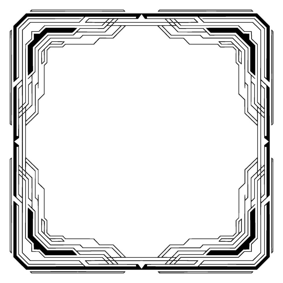 Art Deco Border Frame, Geometric Square , Minimalist Black and White vector