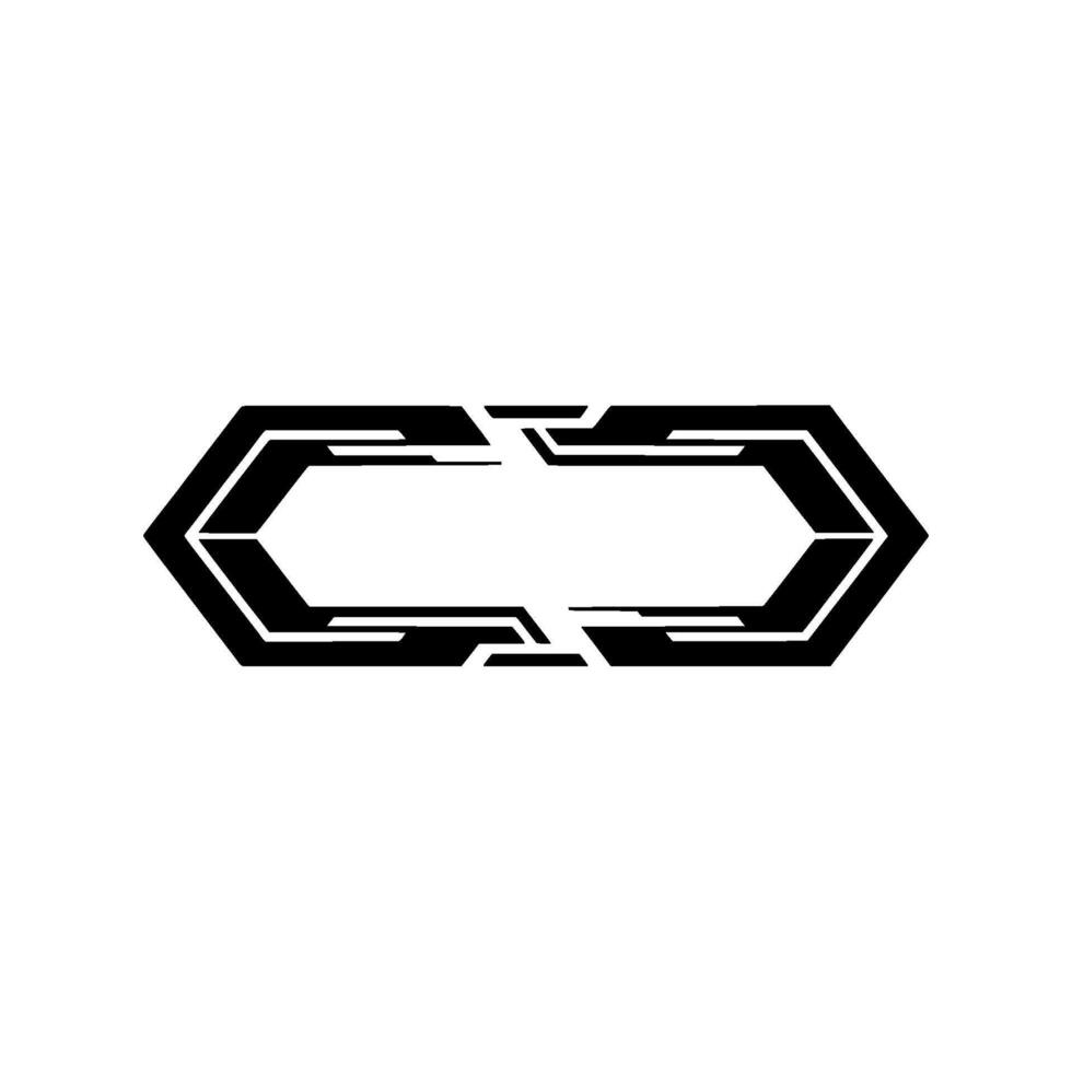 Futuristic Tech Frame Black Geometric Element on White Background vector