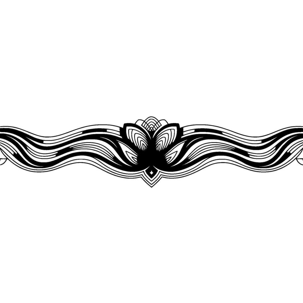 Elegant Lotus Border in Black and White on White Background vector