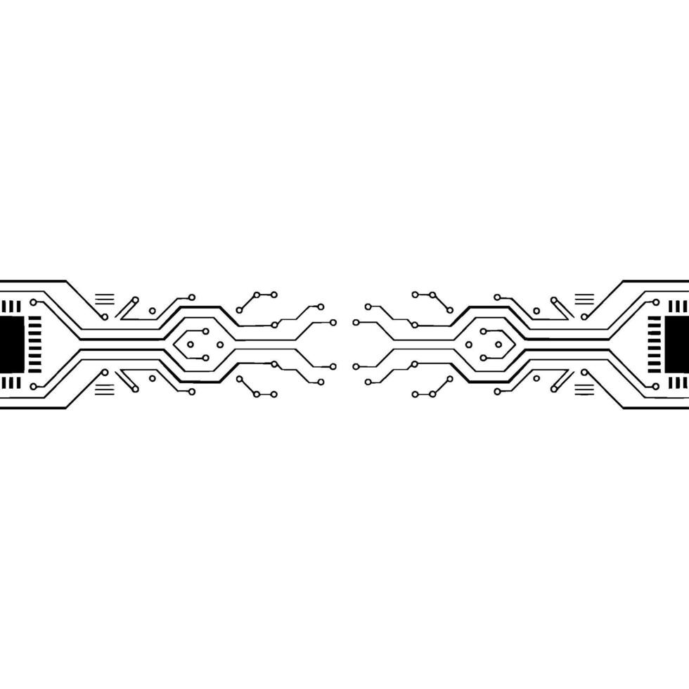 Minimalist Circuit Board , Black Lines on White, Modern Tech Abstract vector