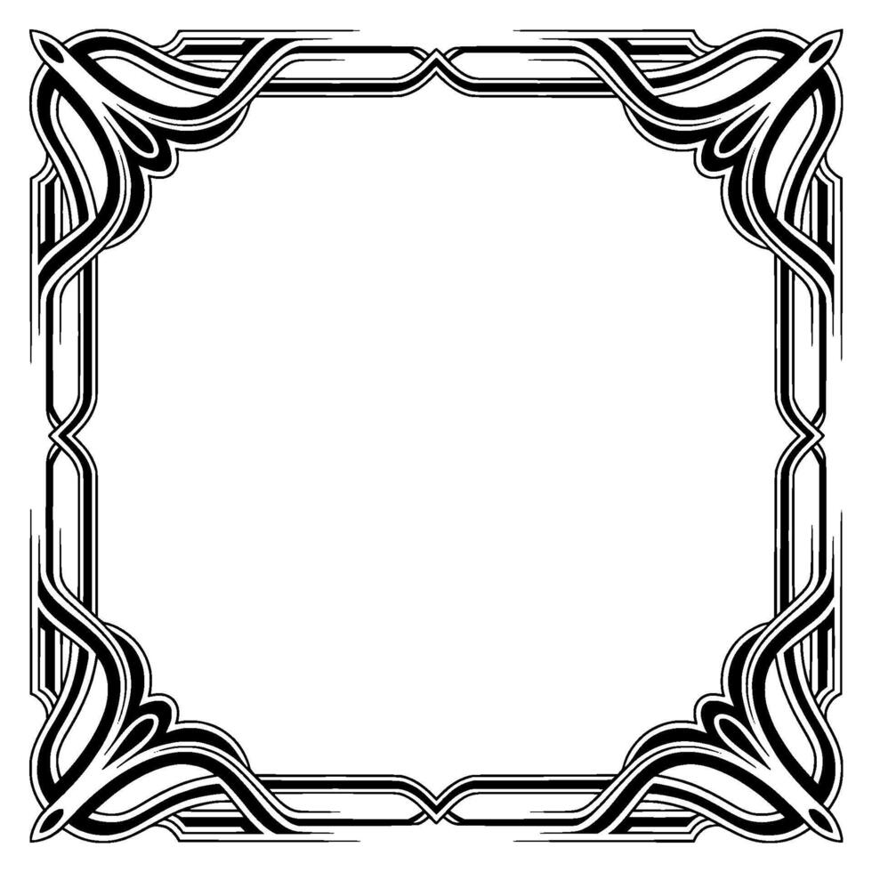 Art Nouveau Frame, Black White Elegant Border for Elements vector