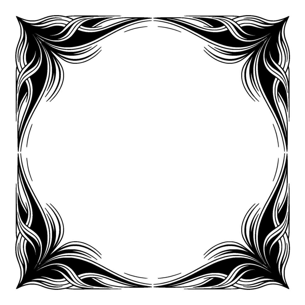 Elegant Black and Silver Frame With Curled , White Background vector
