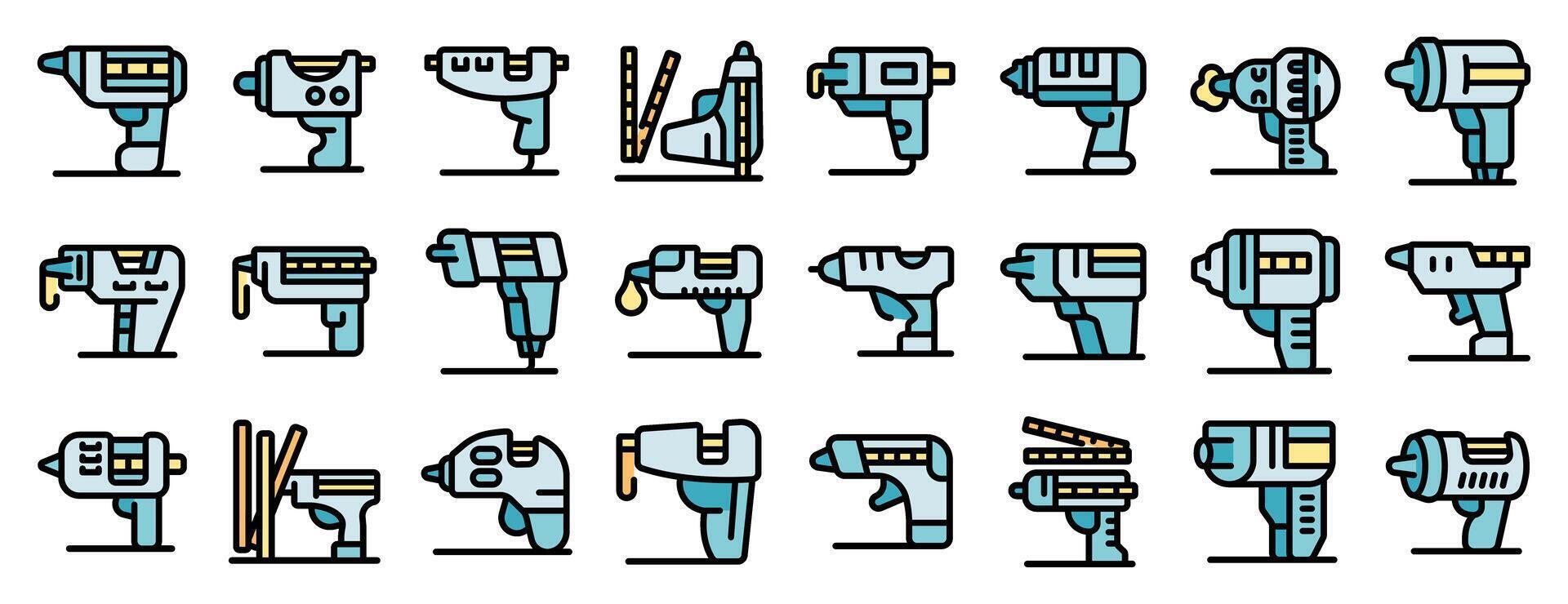 Set of cartoon style power tools in blue and yellow vector