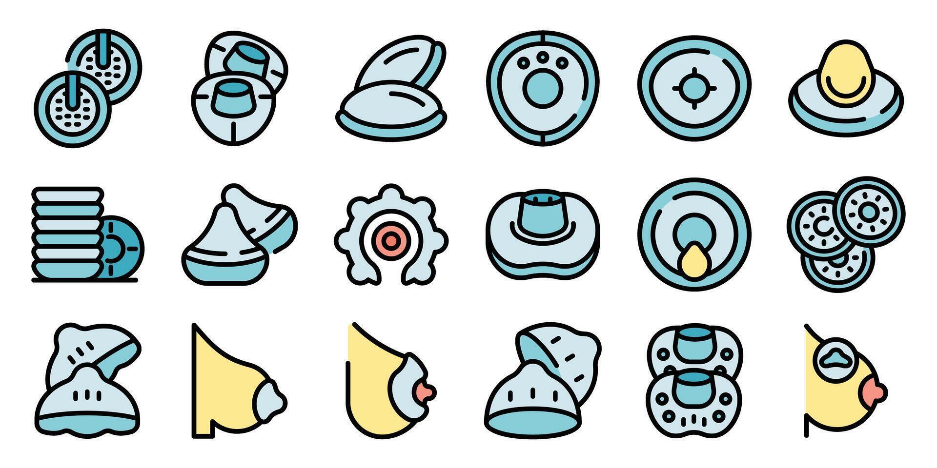 Nursing pads showing different shapes and forms for breastfeeding women vector