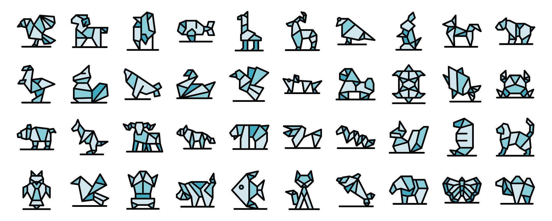 Origami animals representing wildlife in geometric folded paper art vector