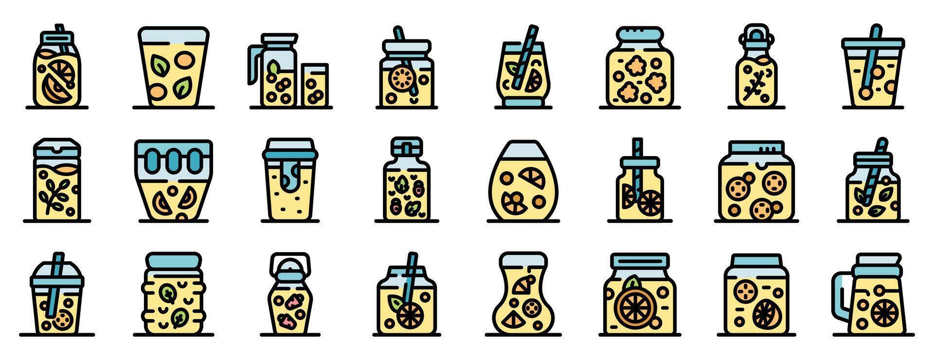 Collection of various lemonade jar illustrations vector