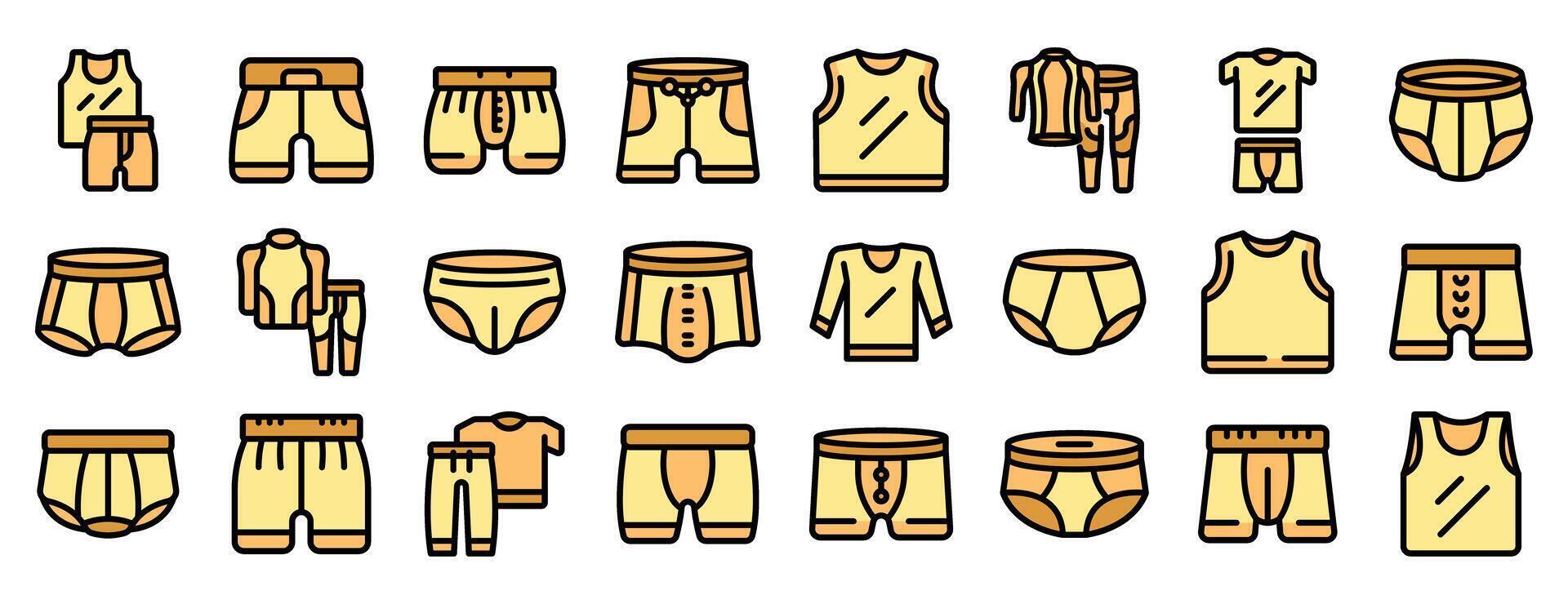 Underwear sets showing various styles and combinations for men vector