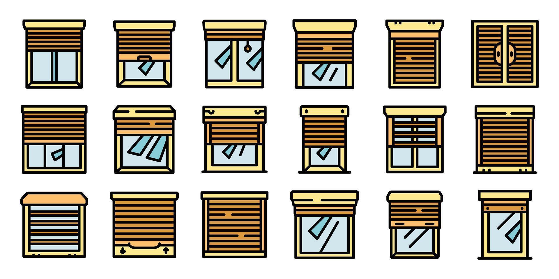 Window roller shutters protecting from sunlight and providing privacy vector