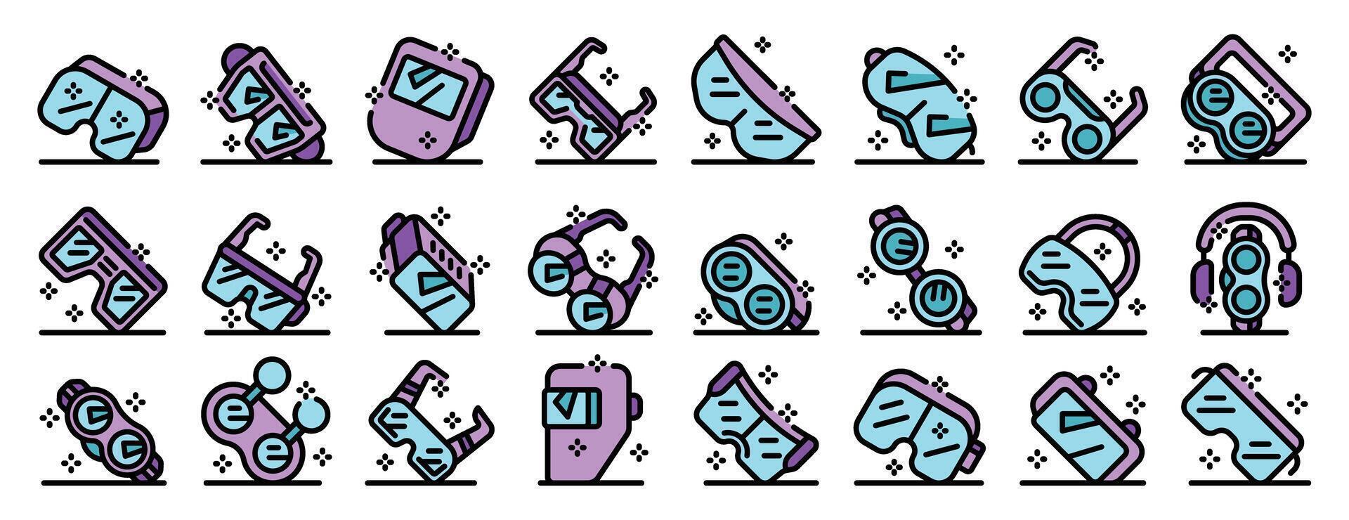 Diverse collection of modern tech gadgets icon set vector