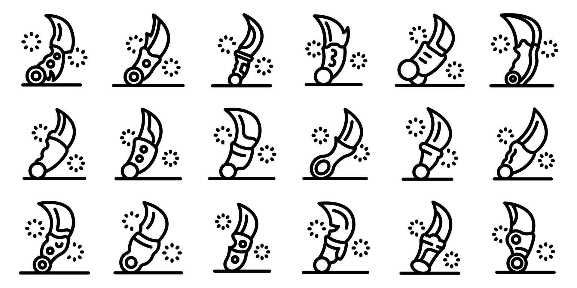 Karambit icons set. Karambit knife icons showing sharp blade for self defense vector