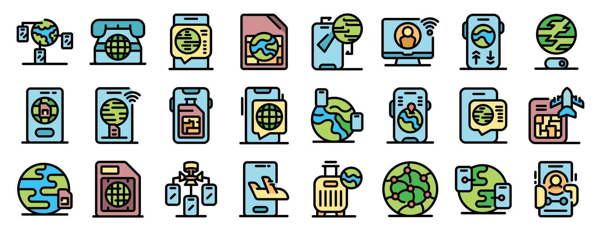 International roaming using mobile phones and sim cards for global communication vector