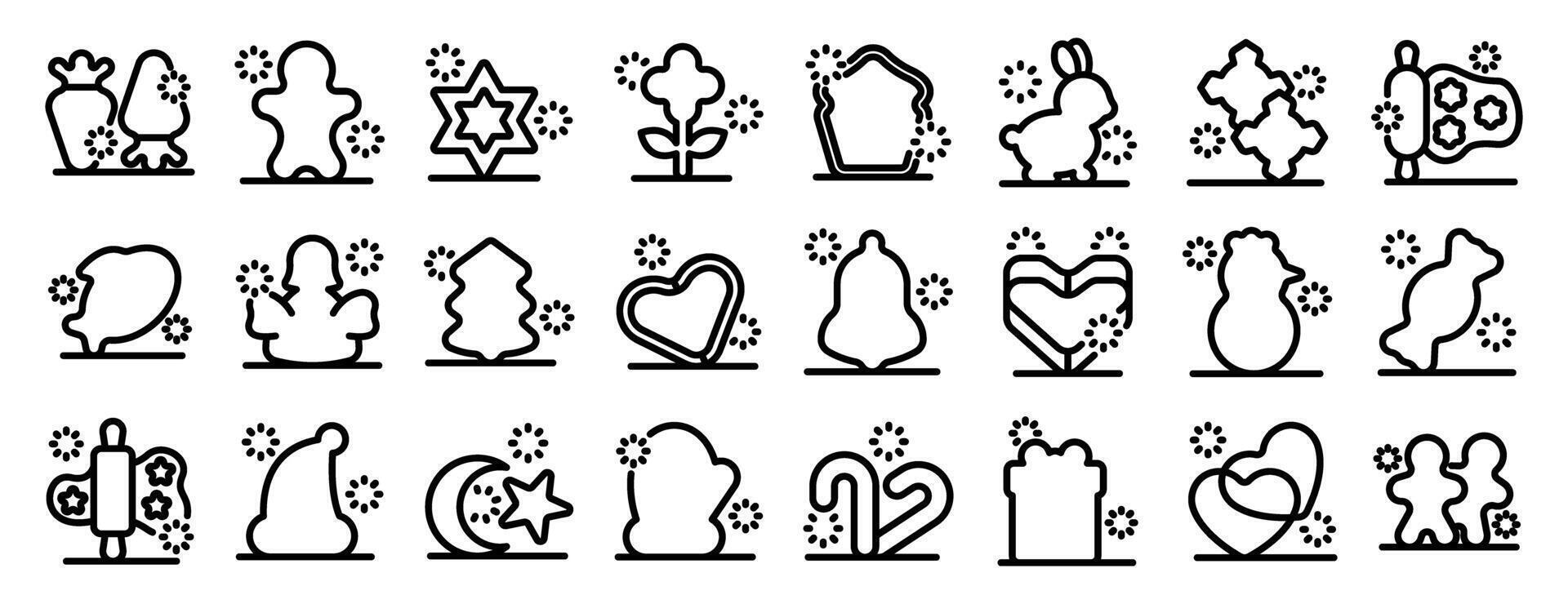 Cookie cutter icons set. Christmas cookie cutters set for baking festive treats vector